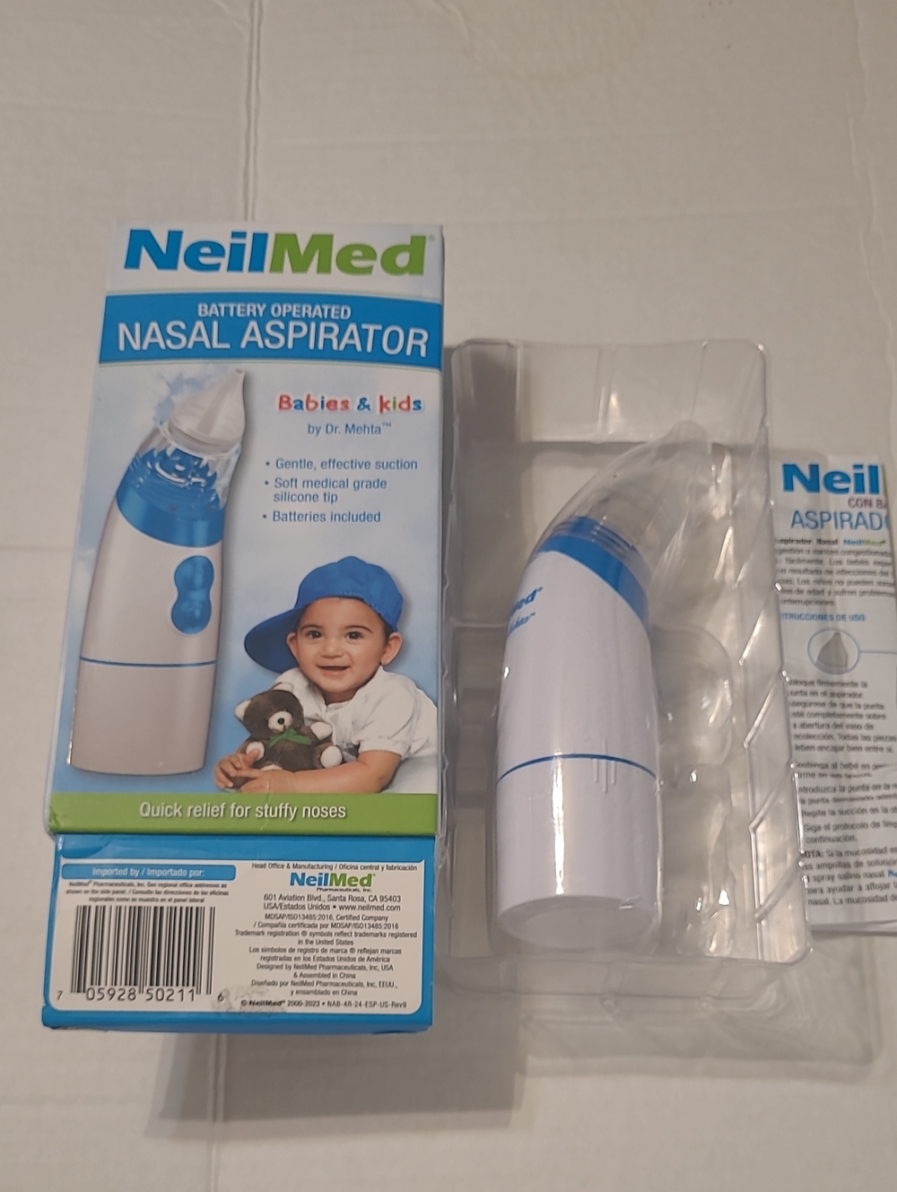 NeilMed Blue Battery-Operated Nasal Aspirator for Kids